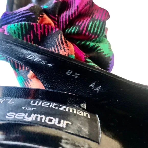 Stuart Weitzman for Mr Seymour Slingback Pump size 8.5 AA Multi-Color Bow